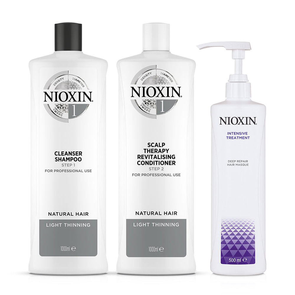 Wella Nioxin Set System 1 Shampoo 1000 ml + Conditioner 1000 ml + Maske 500 ml