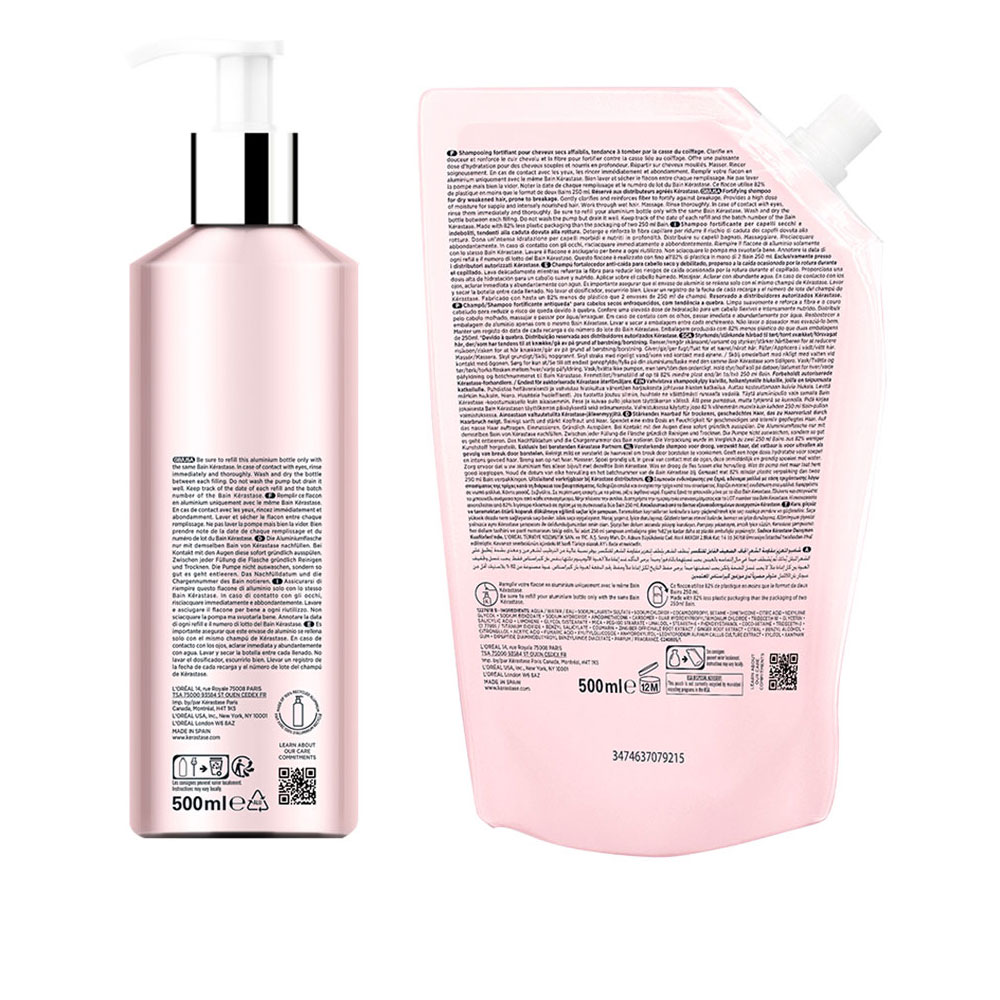 KÉRASTASE Genesis Bain Nutri-Fortifiant nachfüllbare Aluminiumflasche und Nachfüllpack Haarshampoo