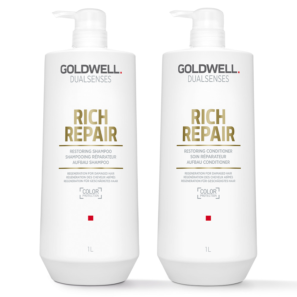 Goldwell Dualsenses Rich Repair Set Restoring Shampoo 1000 ml + Restoring Conditioner 1000 ml
