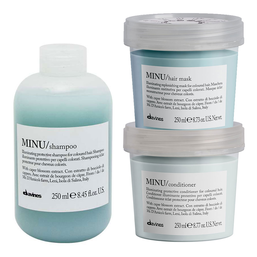 Davines MINU Set - Shampoo 250ml + Conditioner 250ml + Hair Mask 250ml
