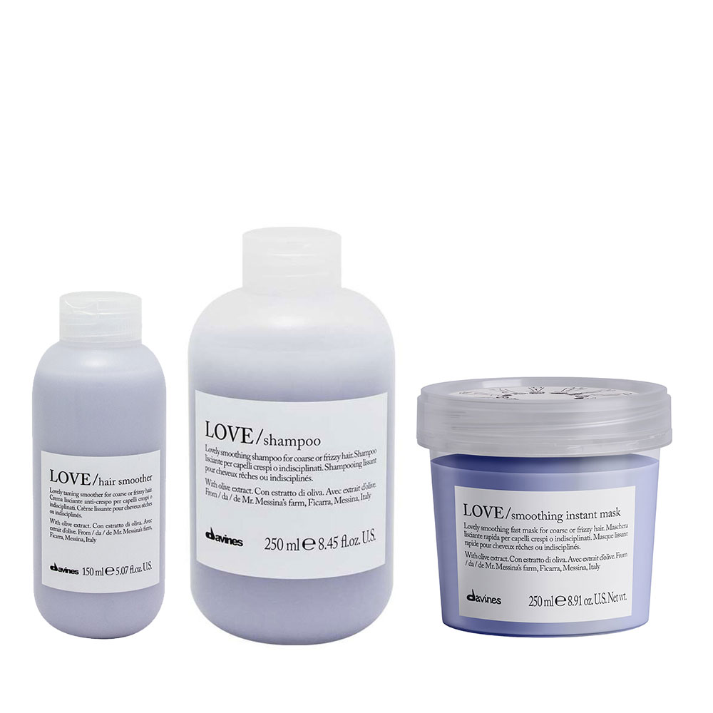 Davines LOVE SMOOTH Set - Shampoo 250ml + Conditioner 250ml + Hair Smoother 150ml